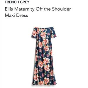 NWOT French grey maternity off shoulder maxi dress